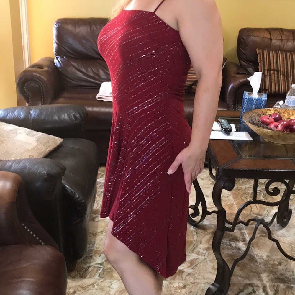 red sequence dress